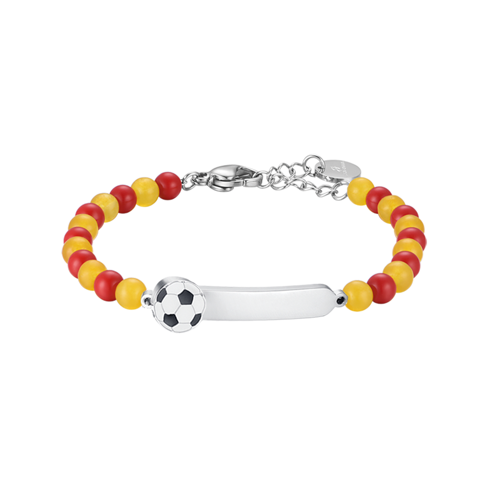 PULSERA DE ACERO PARA BEBÉ CON PIEDRAS ROJAS Y AMARILLAS