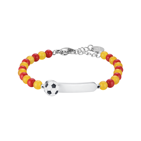 PULSERA DE ACERO PARA BEBÉ CON PIEDRAS ROJAS Y AMARILLAS