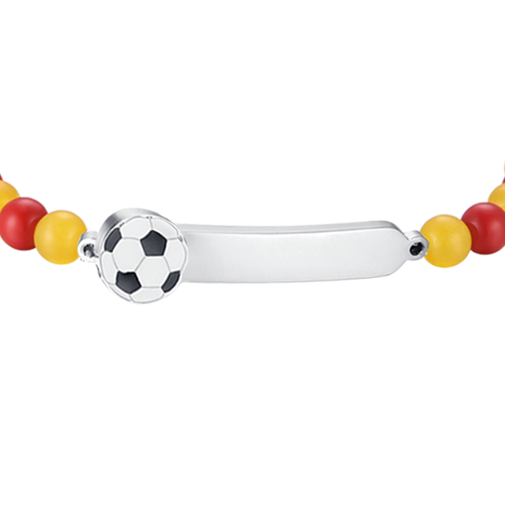 PULSERA DE ACERO PARA BEBÉ CON PIEDRAS ROJAS Y AMARILLAS