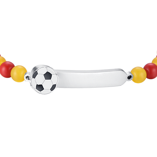 PULSERA DE ACERO PARA BEBÉ CON PIEDRAS ROJAS Y AMARILLAS