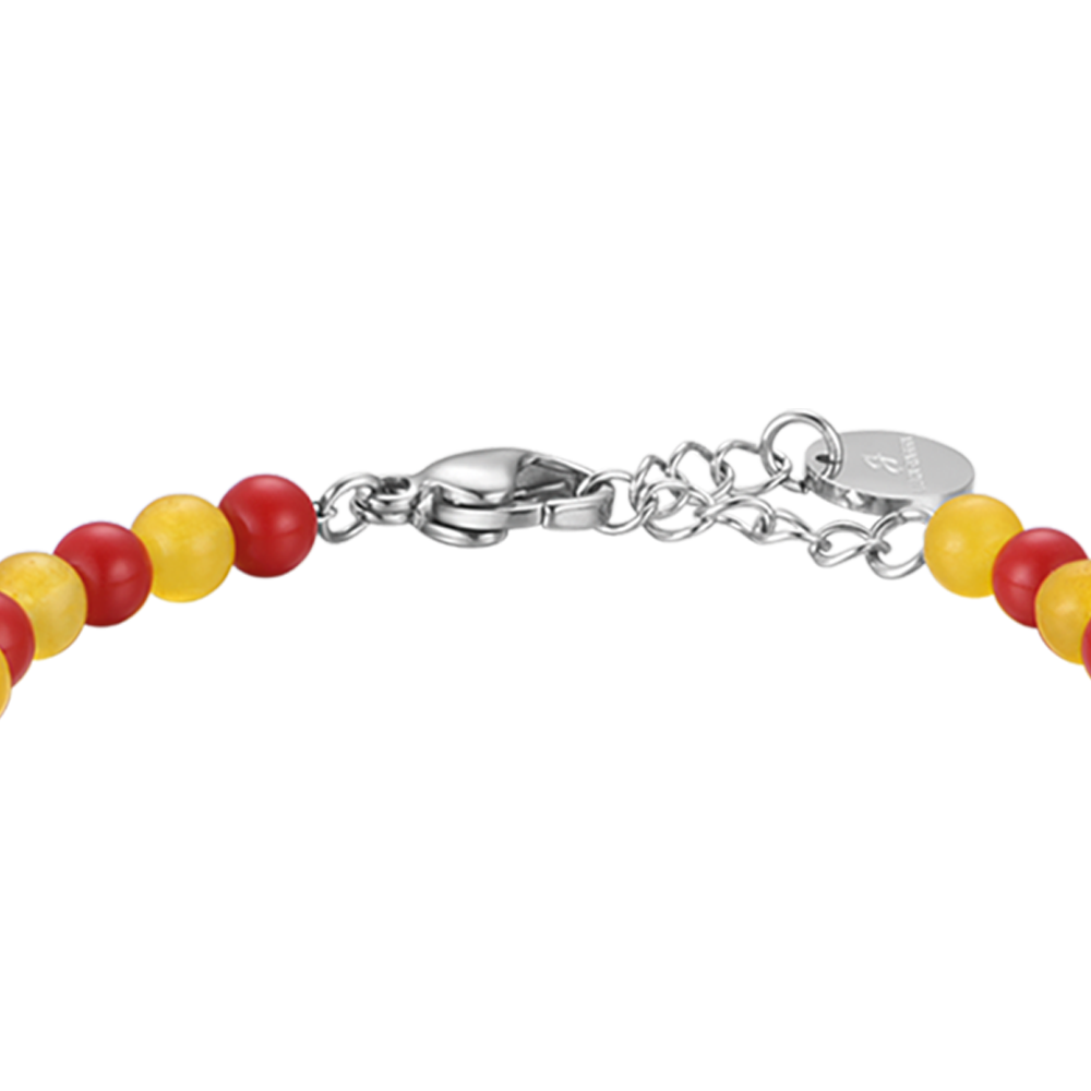 PULSERA DE ACERO PARA BEBÉ CON PIEDRAS ROJAS Y AMARILLAS
