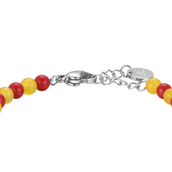 PULSERA DE ACERO PARA BEBÉ CON PIEDRAS ROJAS Y AMARILLAS