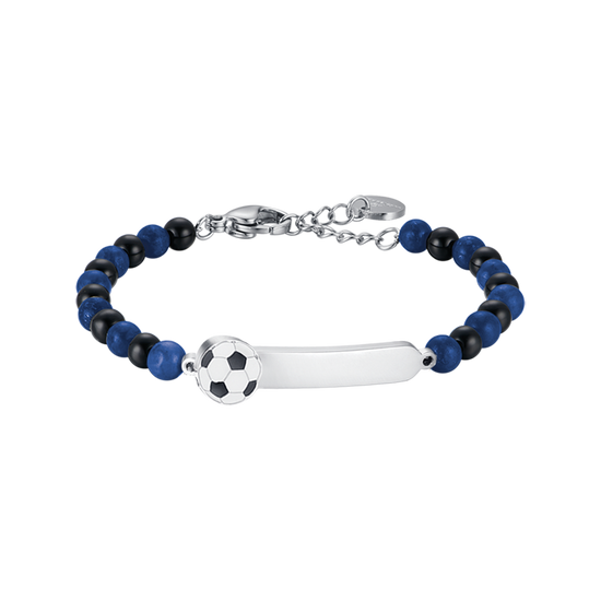 PULSERA INFANTIL DE ACERO CON PIEDRAS AZULES Y NEGRAS Luca Barra