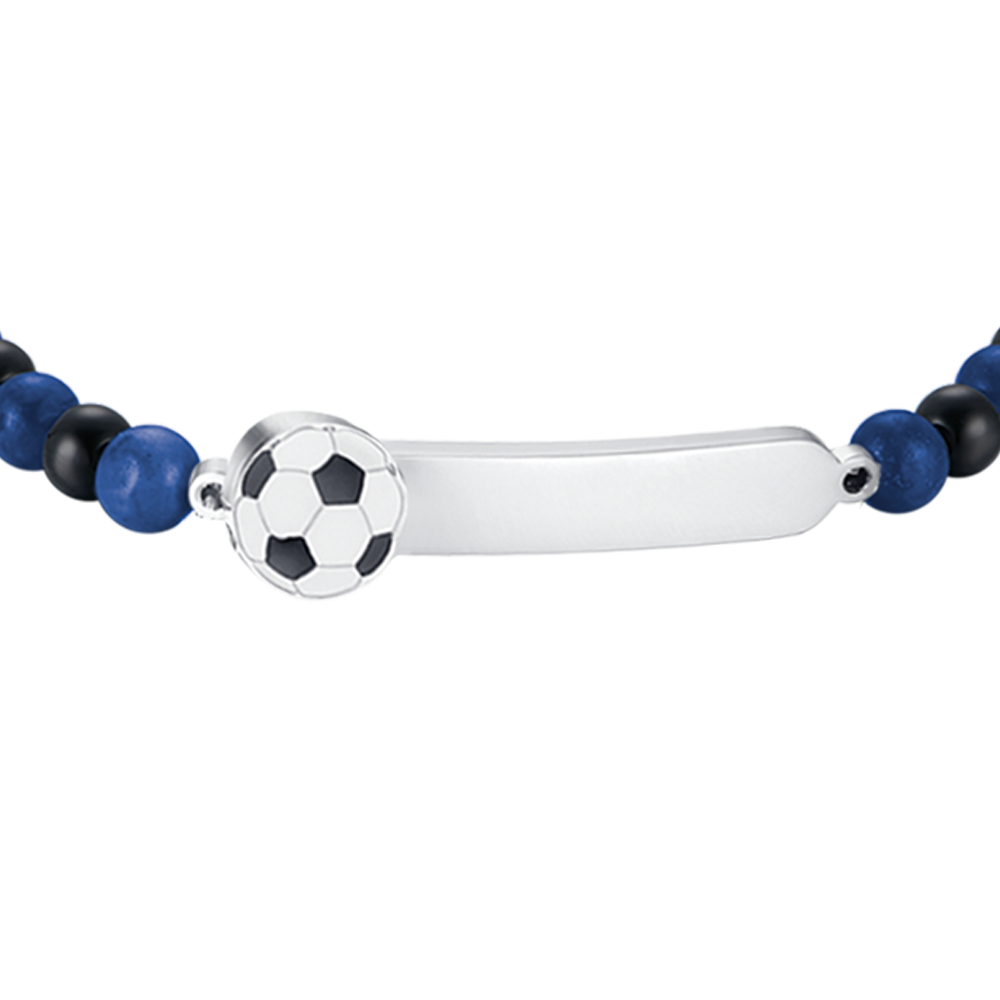PULSERA DE ACERO PARA BEBÉ CON PIEDRAS AZULES Y NEGRAS