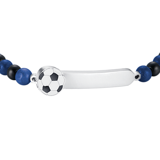 PULSERA DE ACERO PARA BEBÉ CON PIEDRAS AZULES Y NEGRAS