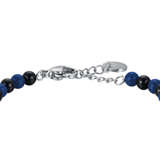 PULSERA DE ACERO PARA BEBÉ CON PIEDRAS AZULES Y NEGRAS