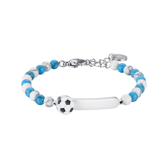 PULSERA INFANTIL DE ACERO CON PIEDRAS AZULES Y BLANCAS Luca Barra