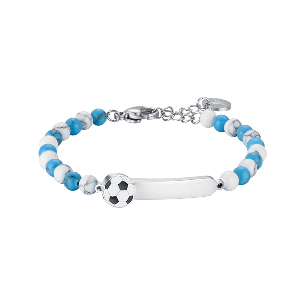PULSERA DE ACERO PARA BEBÉ CON PIEDRAS AZULES Y BLANCAS