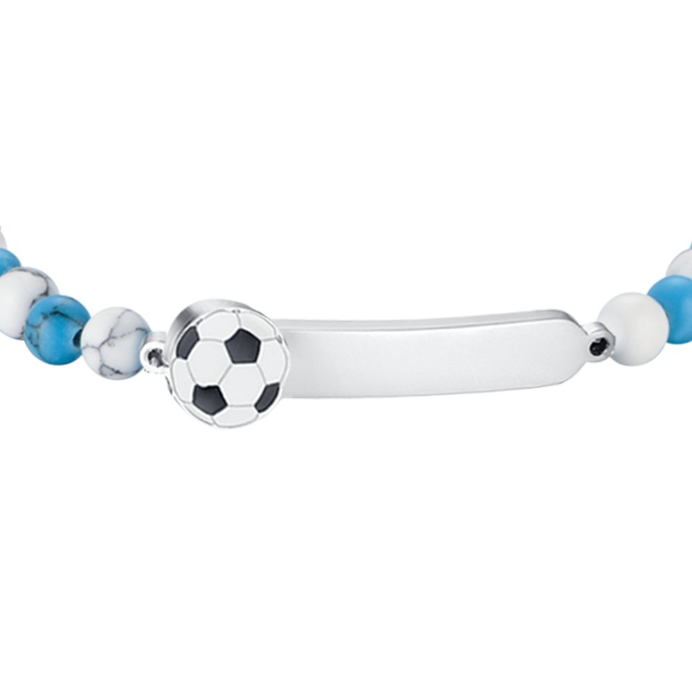 PULSERA DE ACERO PARA BEBÉ CON PIEDRAS AZULES Y BLANCAS