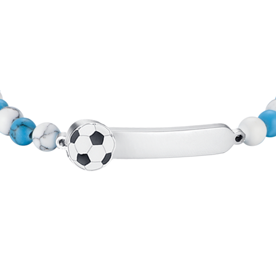 PULSERA DE ACERO PARA BEBÉ CON PIEDRAS AZULES Y BLANCAS