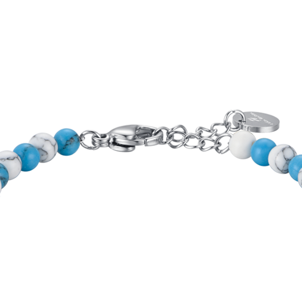 PULSERA DE ACERO PARA BEBÉ CON PIEDRAS AZULES Y BLANCAS