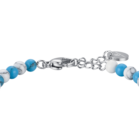 PULSERA DE ACERO PARA BEBÉ CON PIEDRAS AZULES Y BLANCAS
