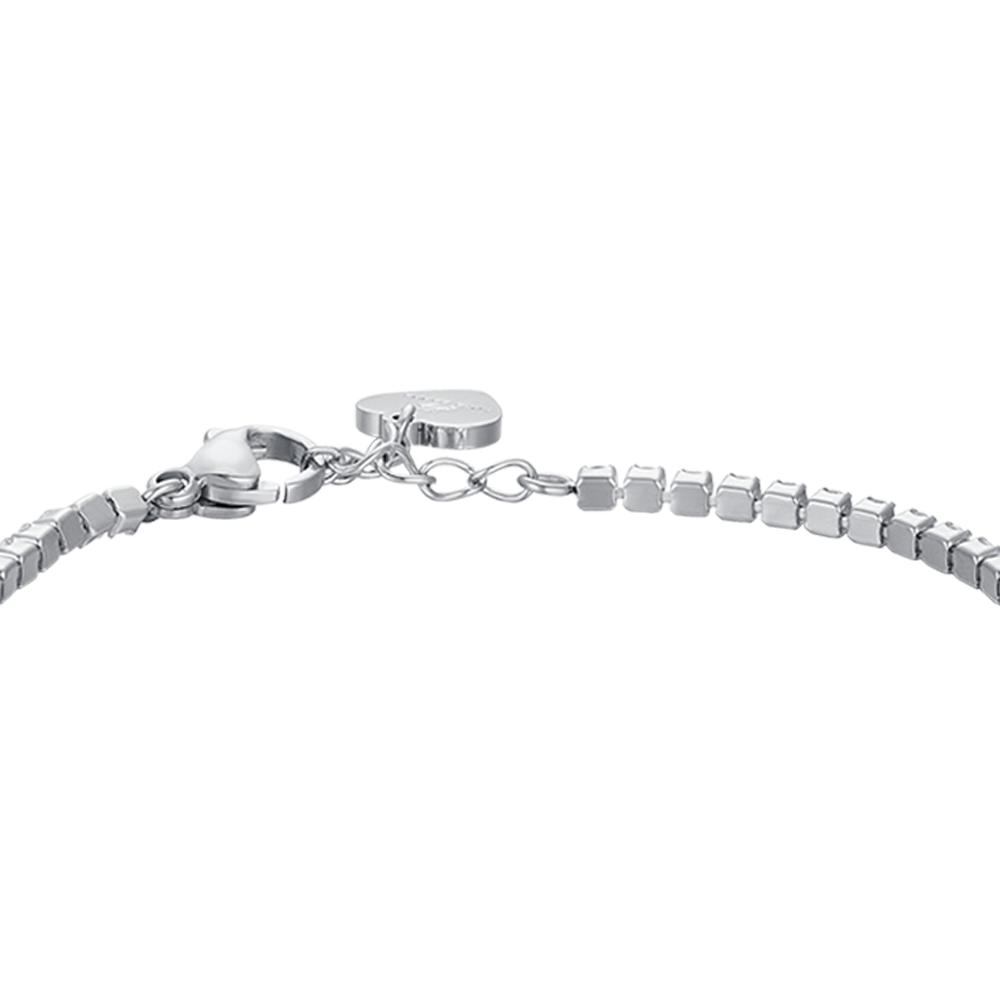 PULSERA DE TENIS DE ACERO PARA NIÑA CON CRISTALES BLANCOS Y CORAZÓN