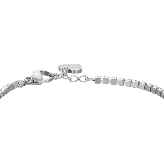 PULSERA DE TENIS DE ACERO PARA NIÑA CON CRISTALES BLANCOS Y CORAZÓN