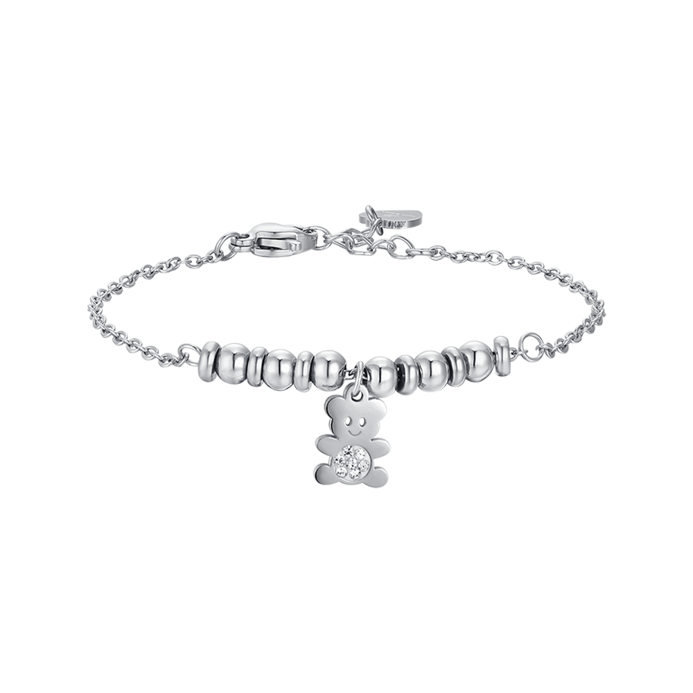 PULSERA OSITO DE ACERO CON CRISTALES BLANCOS