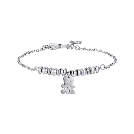 PULSERA OSITO DE ACERO CON CRISTALES BLANCOS