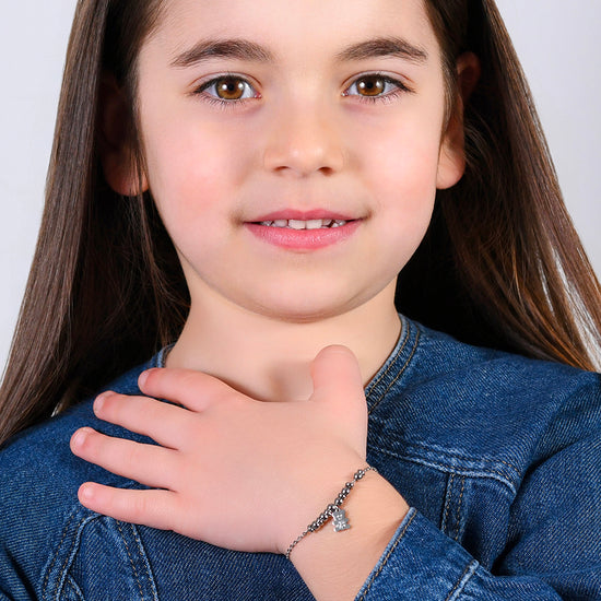 PULSERA OSITO DE ACERO CON CRISTALES BLANCOS