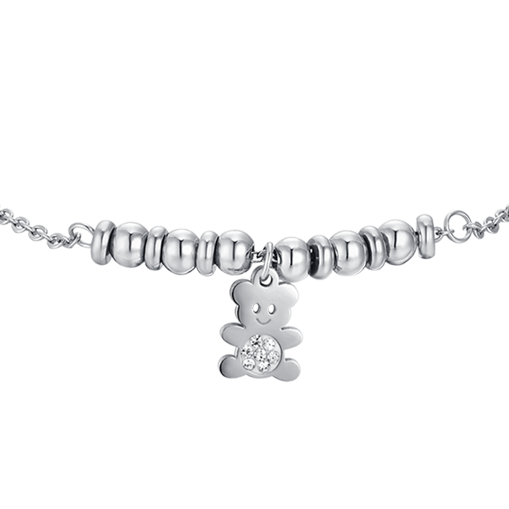 PULSERA OSITO DE ACERO CON CRISTALES BLANCOS