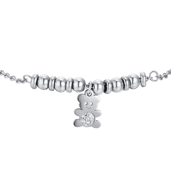 PULSERA OSITO DE ACERO CON CRISTALES BLANCOS