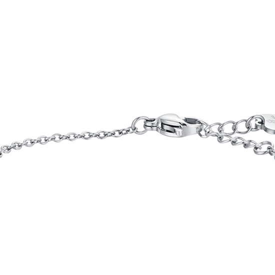 PULSERA DE ACERO NIÑA CON PLACA Y OSITO CON CRISTALES BLANCOS