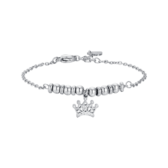 PULSERA DE ACERO NIÑA CON CORONA CON CRISTALES BLANCOS