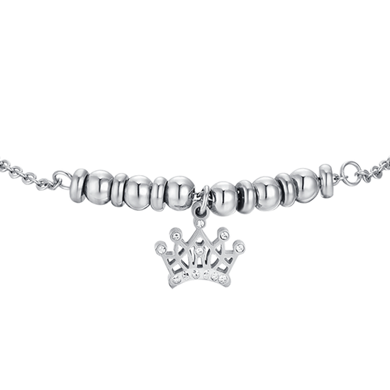 PULSERA DE ACERO NIÑA CON CORONA CON CRISTALES BLANCOS