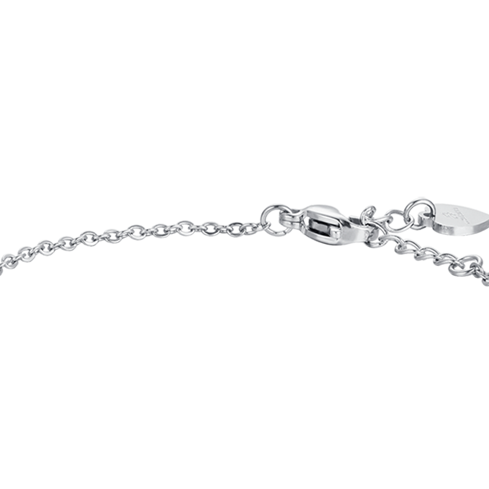 PULSERA DE NIÑA DE ACERO CON PLACA Y CORONA CON CRISTALES BLANCOS