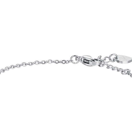 PULSERA DE NIÑA DE ACERO CON PLACA Y CORONA CON CRISTALES BLANCOS
