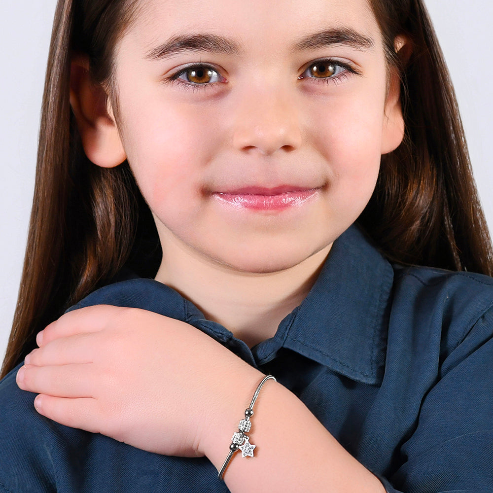 PULSERA ESTRELLA DE ACERO CON CRISTALES BLANCOS
