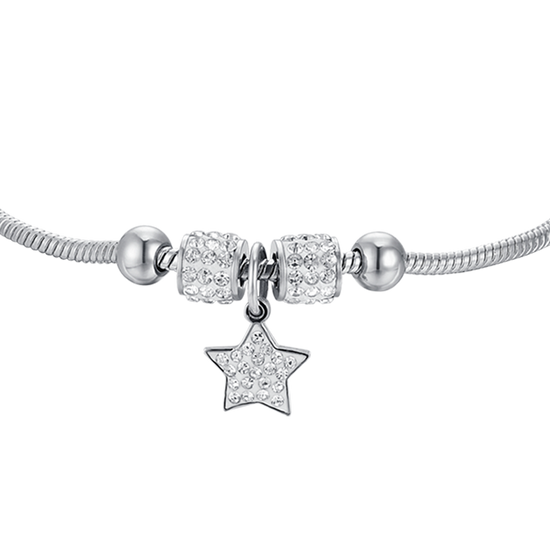 PULSERA ESTRELLA DE ACERO CON CRISTALES BLANCOS