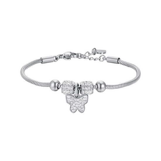 PULSERA MARIPOSA DE ACERO CON CRISTALES BLANCOS