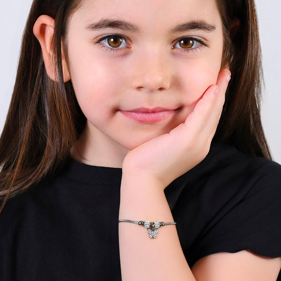 PULSERA MARIPOSA DE ACERO CON CRISTALES BLANCOS