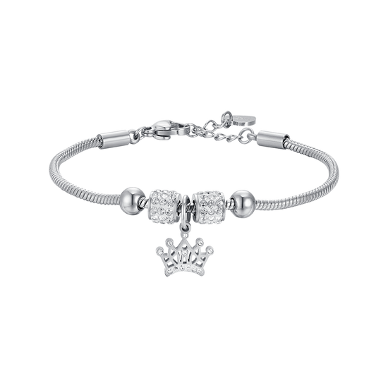PULSERA DE ACERO NIÑA CON CORONA CON CRISTALES BLANCOS