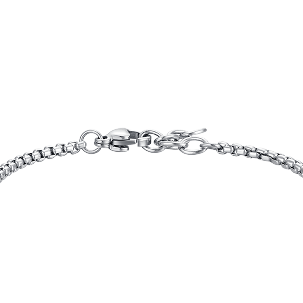 PULSERA DE ACERO PARA BEBÉ CON HEMATITES GRIS Y TIMÓN