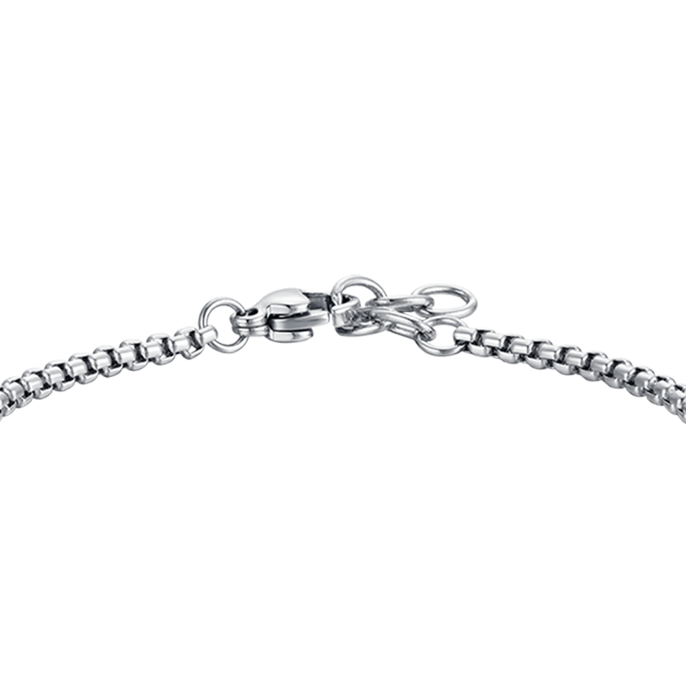 PULSERA DE ACERO PARA BEBÉ CON HEMATITES AZUL Y ANCLA