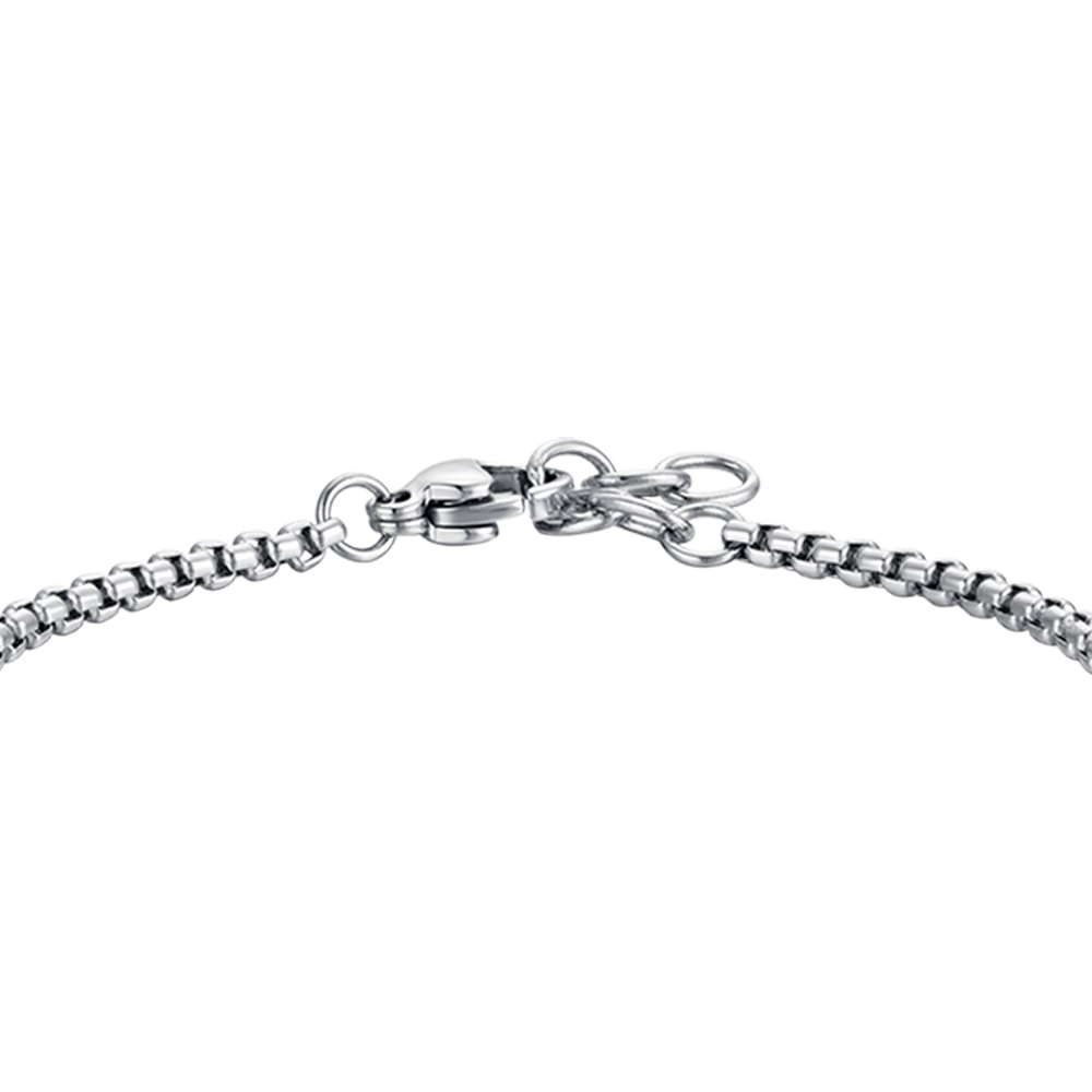 PULSERA DE ACERO PARA BEBÉ CON HEMATITES AZUL Y TIMÓN