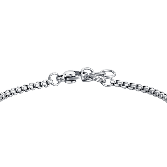 PULSERA DE ACERO PARA BEBÉ CON HEMATITES AZUL Y TIMÓN