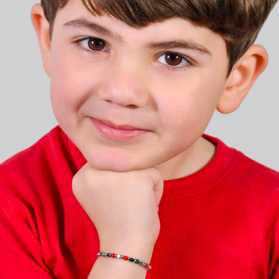 PULSERA DE ACERO PARA BEBÉ CON PIEDRAS MULTICOLORES