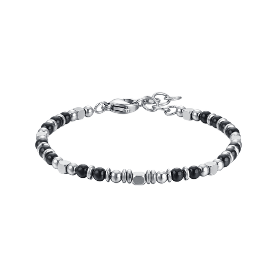 PULSERA DE ACERO PARA BEBÉ CON PIEDRAS NEGRAS Y GRISES