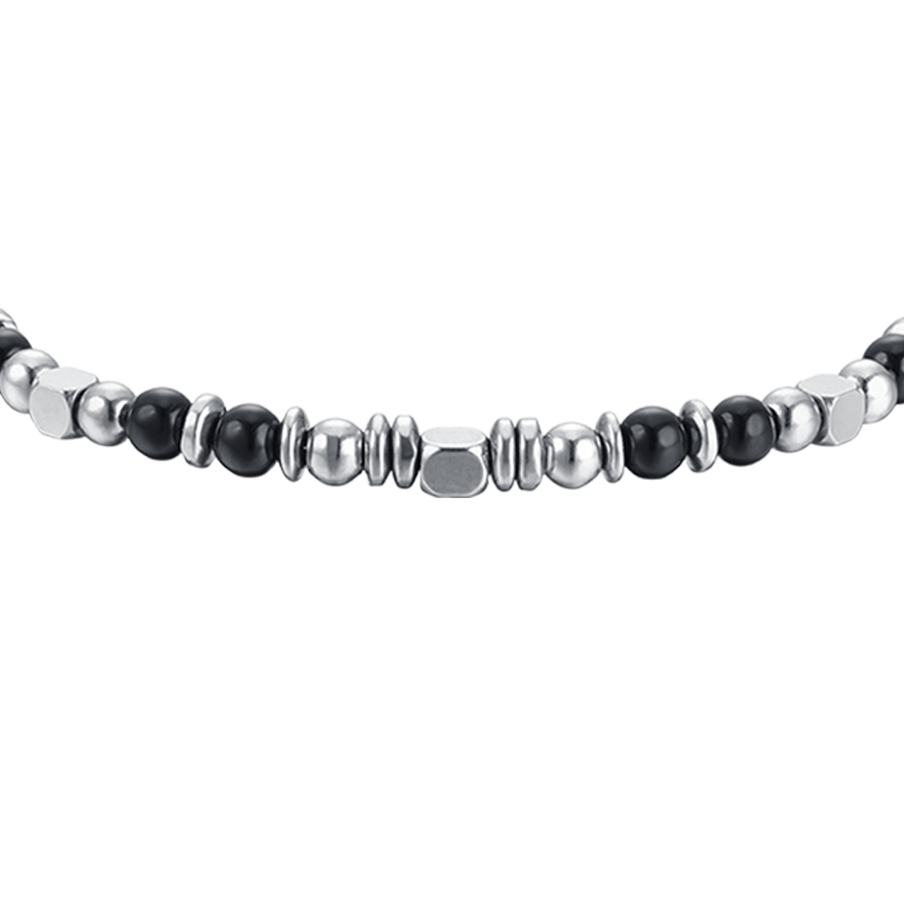 PULSERA DE ACERO PARA BEBÉ CON PIEDRAS NEGRAS Y GRISES