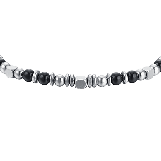 PULSERA DE ACERO PARA BEBÉ CON PIEDRAS NEGRAS Y GRISES