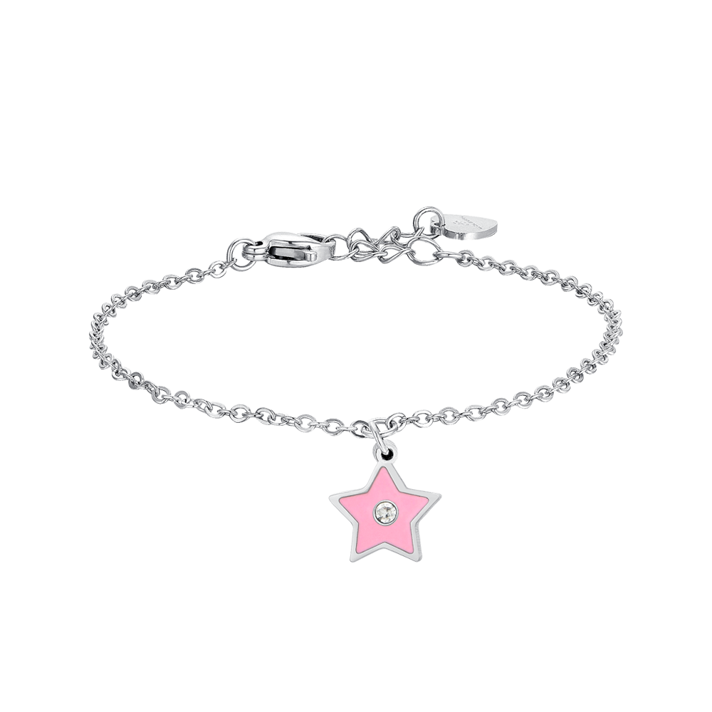 BRACCIALE BAMBINA IN ACCIAIO SMALTO ROSA Luca Barra