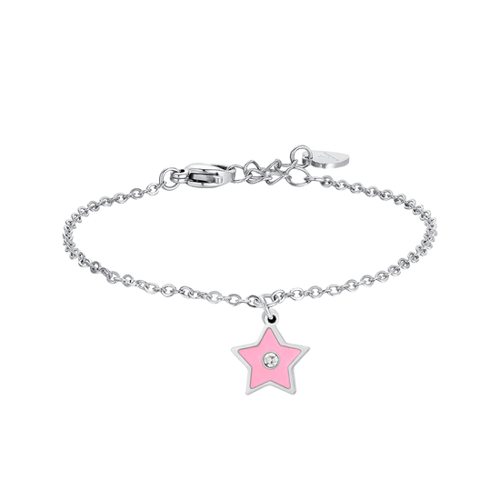 PULSERA DE ACERO ESMALTADO ROSA NIÑA