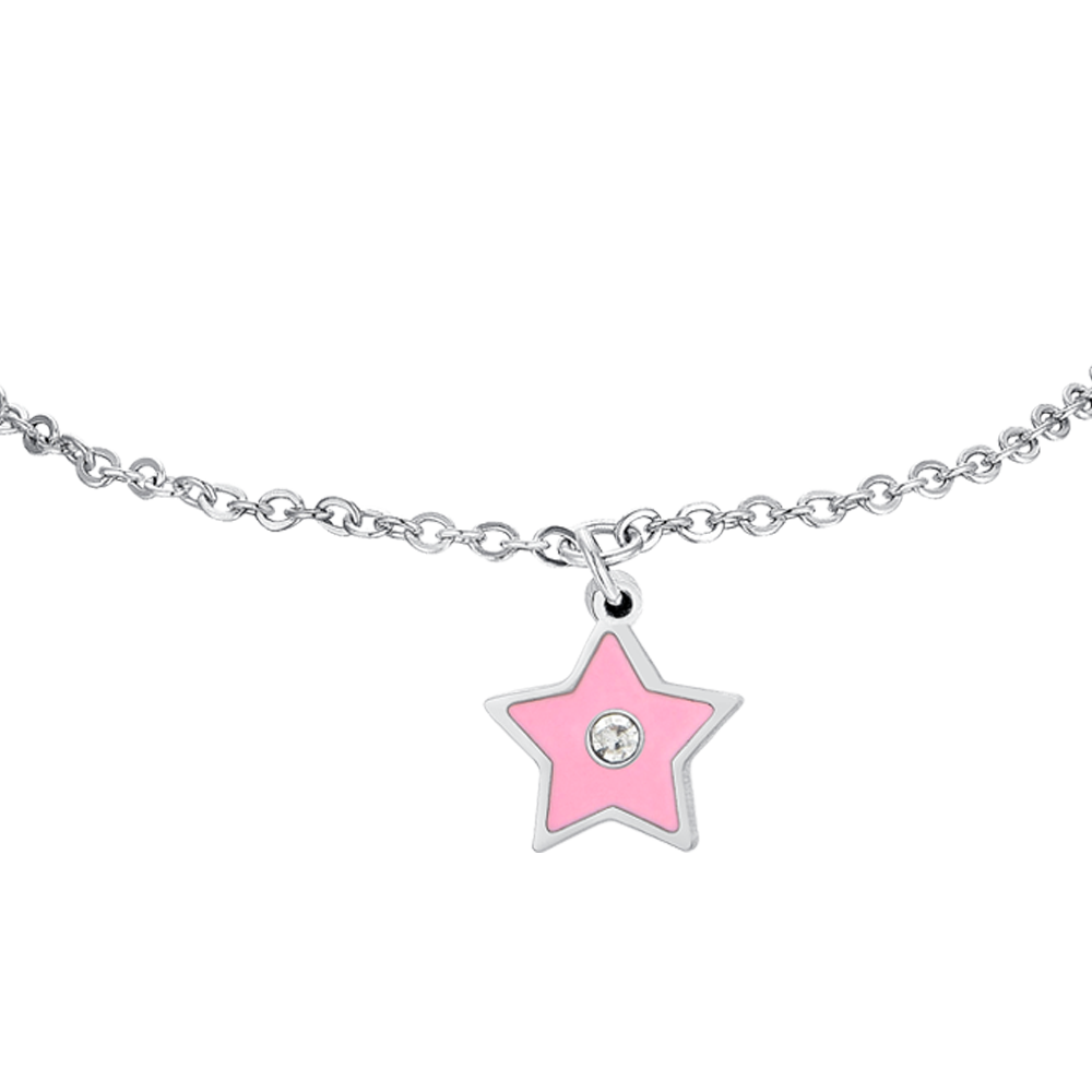 PULSERA DE ACERO ESMALTADO ROSA NIÑA
