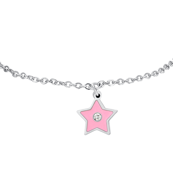 PULSERA DE ACERO ESMALTADO ROSA NIÑA