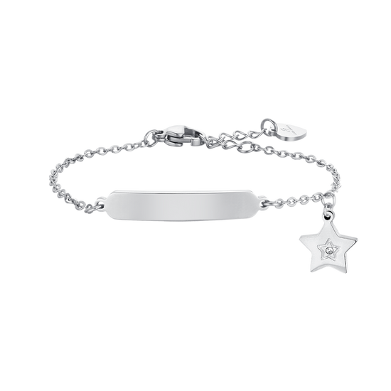 PULSERA DE ACERO NIÑA CON ESTRELLA Y PLACA