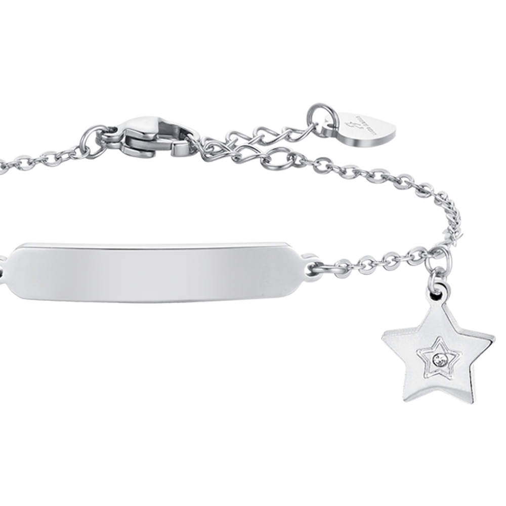 PULSERA DE ACERO NIÑA CON ESTRELLA Y PLACA