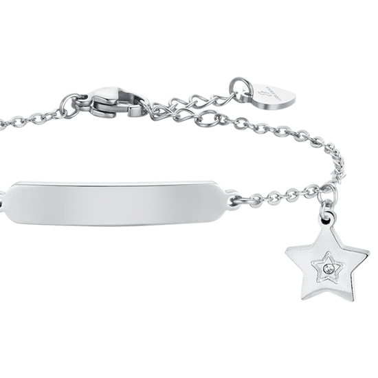 PULSERA DE ACERO NIÑA CON ESTRELLA Y PLACA