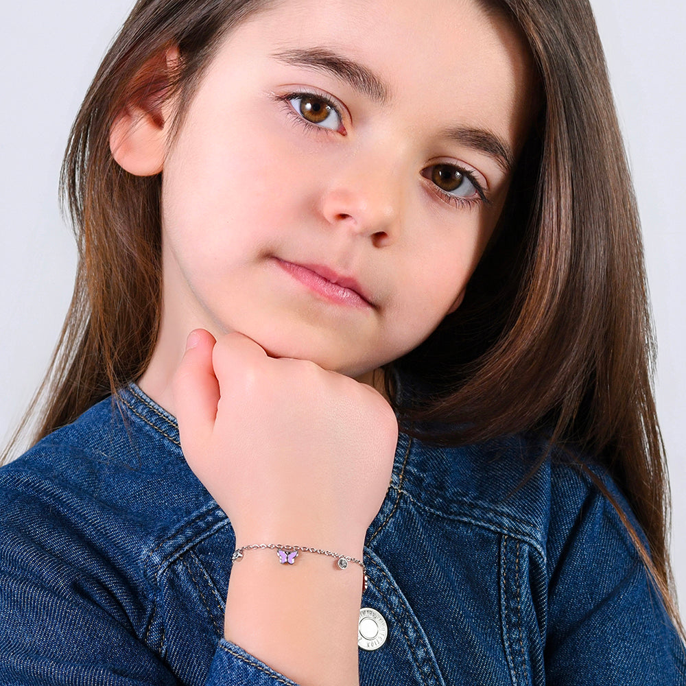 PULSERA NIÑA ACERO ESMALTADO VIOLETA