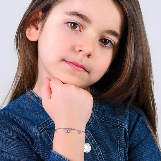 PULSERA NIÑA ACERO ESMALTADO VIOLETA